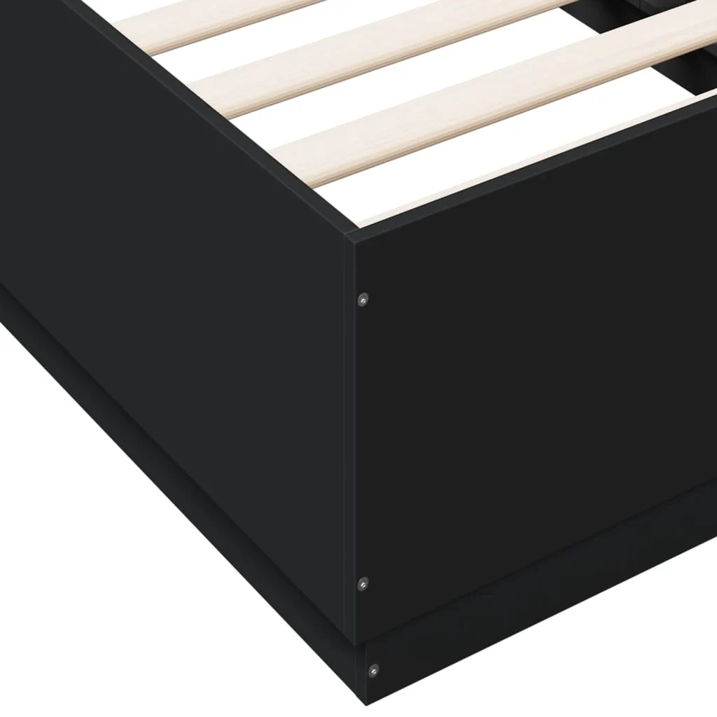 sengeramme 75x190 cm konstrueret træ sort - Image 7