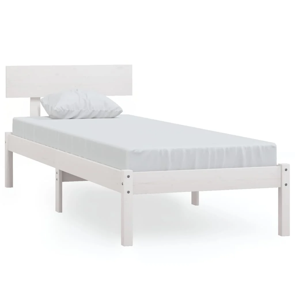 sengeramme 75x190 cm Small Single massivt træ hvid - Image 2
