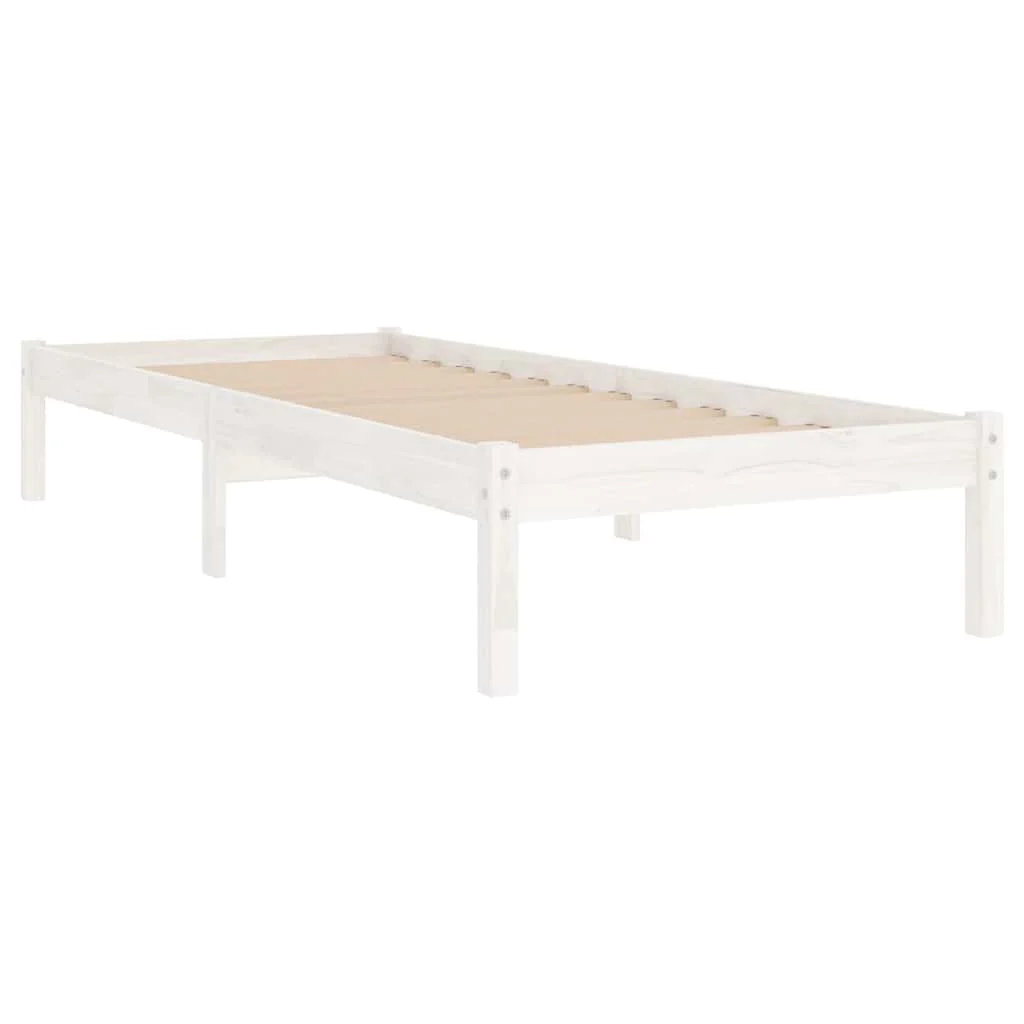 sengeramme 75x190 cm Small Single massivt træ hvid - Image 3