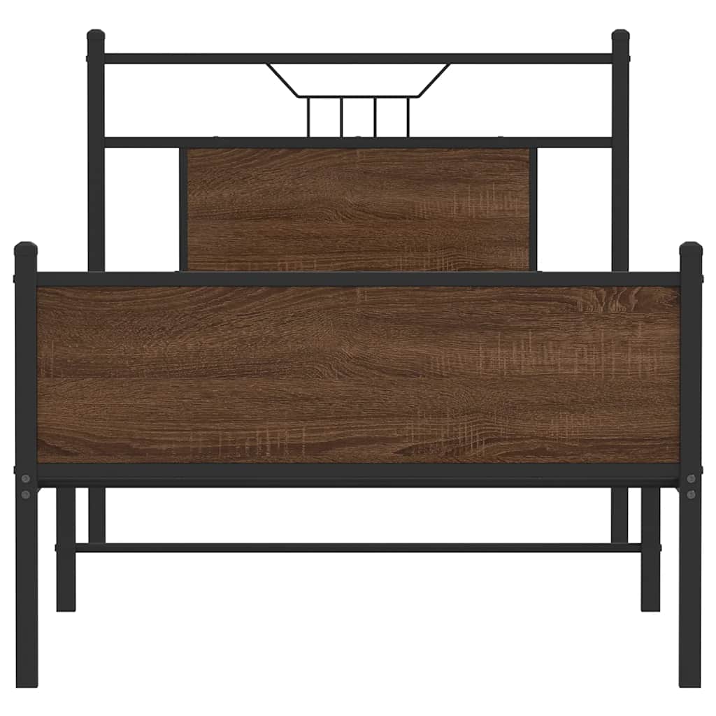 sengeramme 75x190 cm uden madras konstrueret træ brunt eg - Image 6