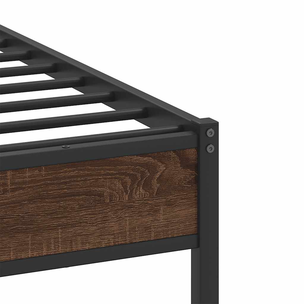 sengeramme 75x190 cm uden madras konstrueret træ brunt eg - Image 9