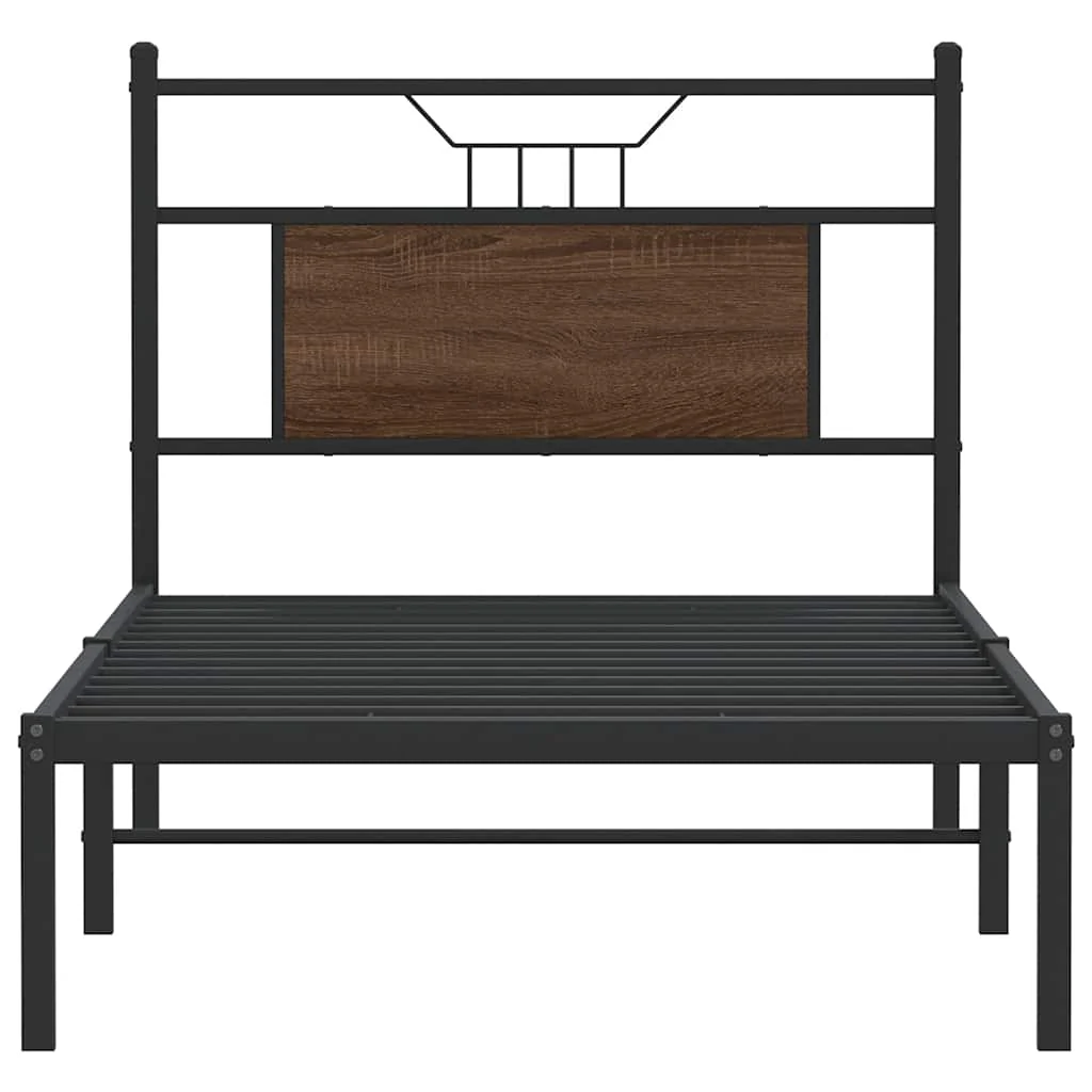sengeramme 75x190 cm uden madras konstrueret træ brunt eg - Image 6