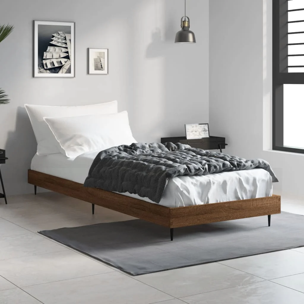 sengeramme 75x190 cm uden madras konstrueret træ brunt eg