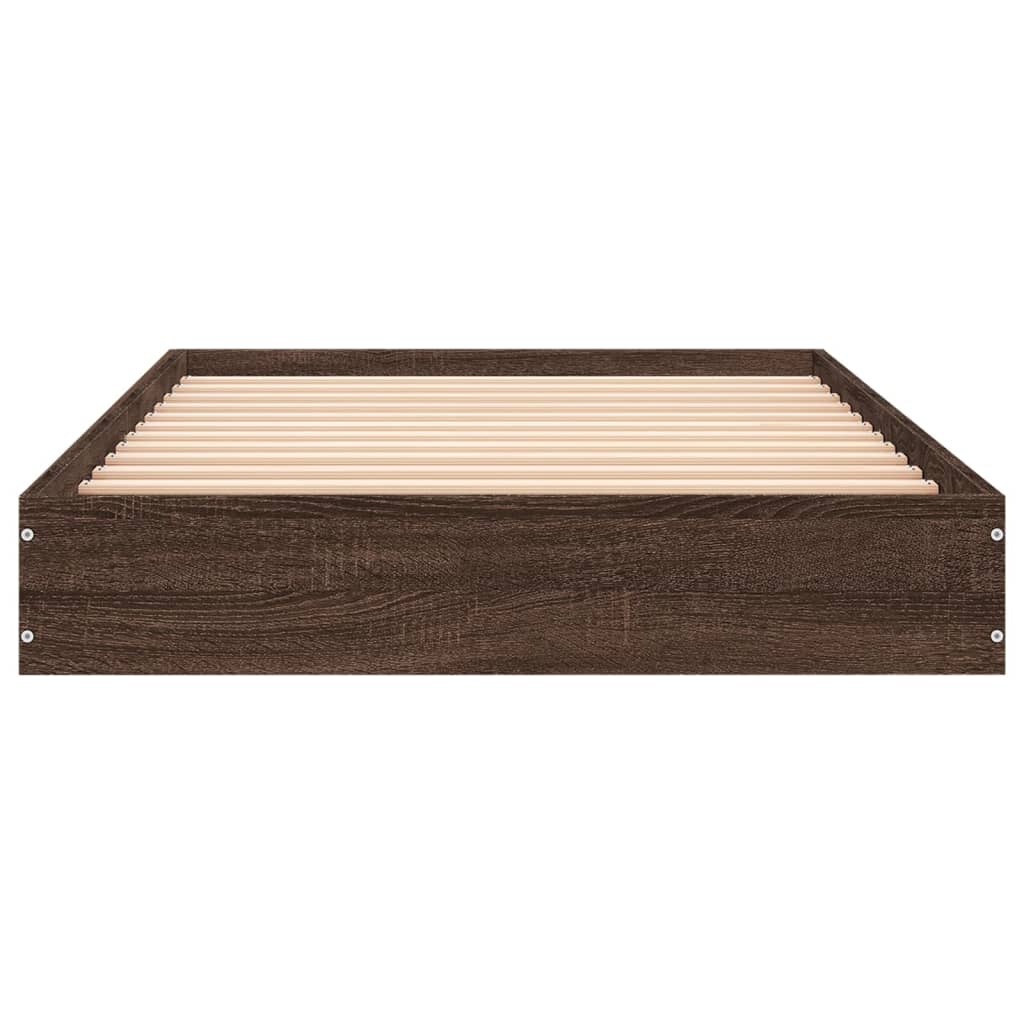 sengeramme 75x190 cm uden madras konstrueret træ brunt eg - Image 4