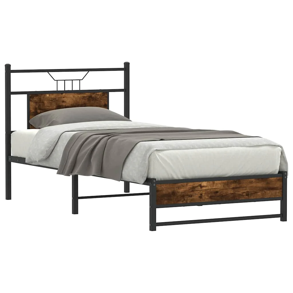 sengeramme 75x190 cm uden madras konstrueret træ røget eg - Image 3