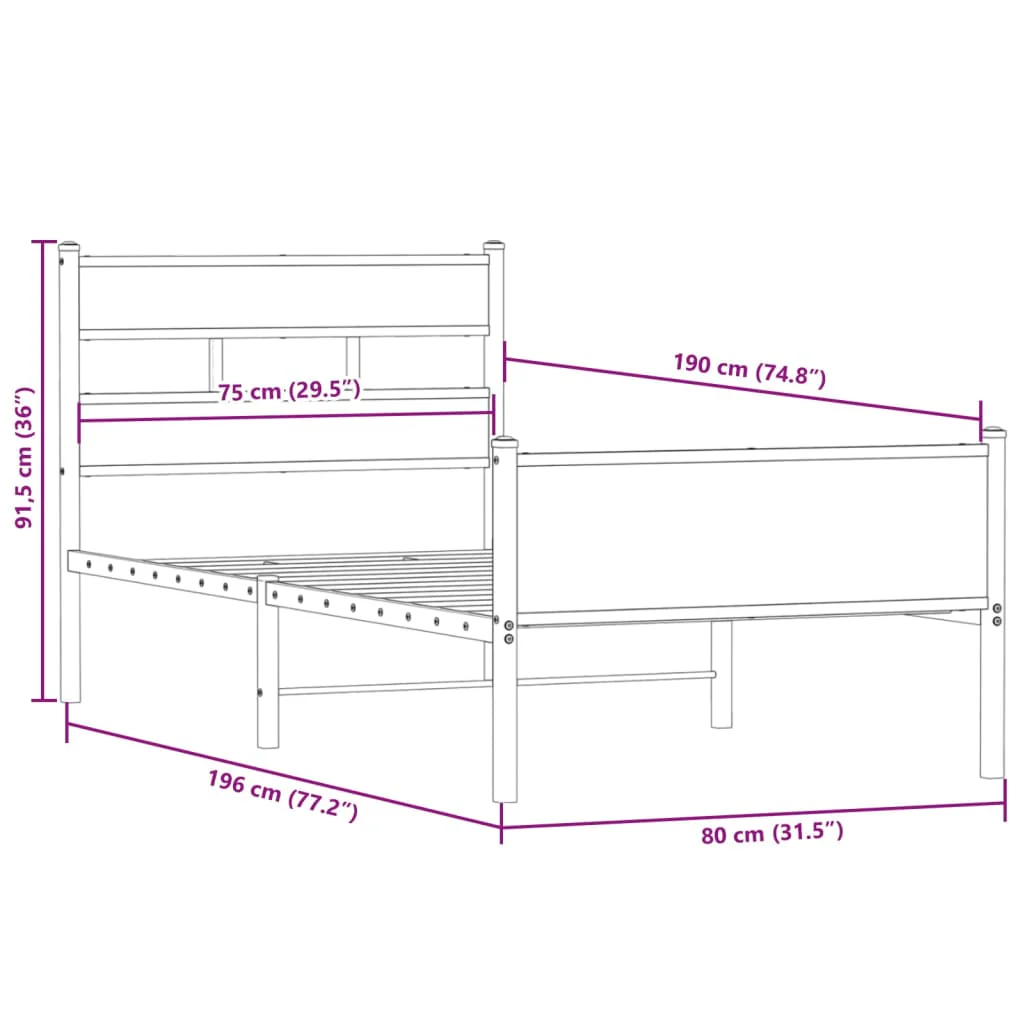 sengeramme 75x190 cm uden madras konstrueret træ røget eg - Image 8