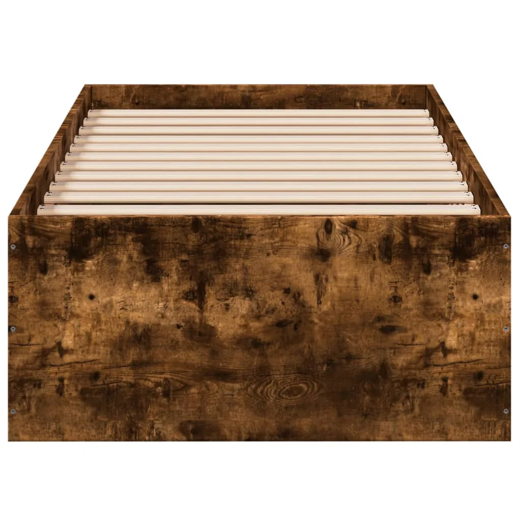sengeramme 75x190 cm uden madras konstrueret træ røget eg - Image 4