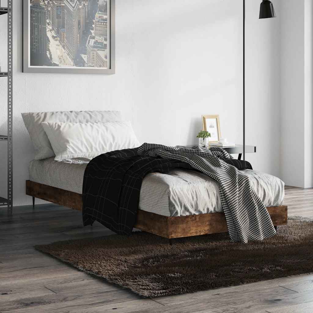 sengeramme 75x190 cm uden madras konstrueret træ røget eg - Image 4