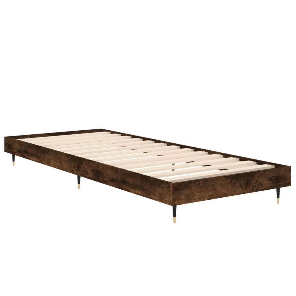 sengeramme 75x190 cm uden madras konstrueret træ røget eg - Image 5