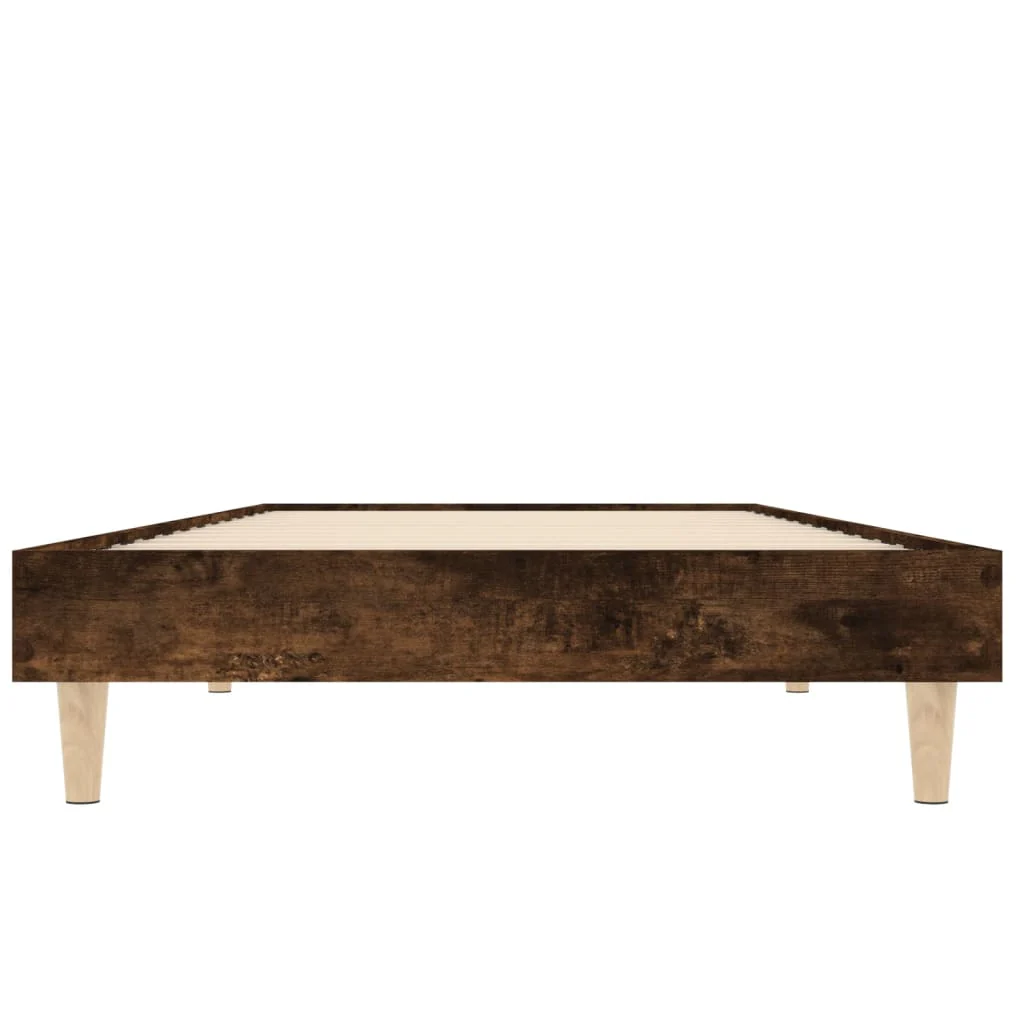 sengeramme 75x190 cm uden madras konstrueret træ røget eg - Image 6