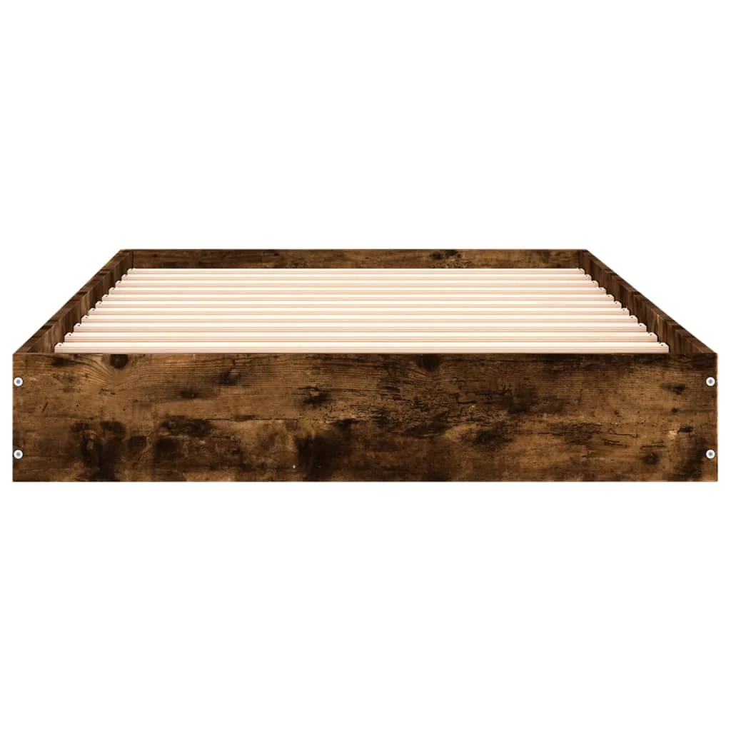 sengeramme 75x190 cm uden madras konstrueret træ røget eg - Image 4