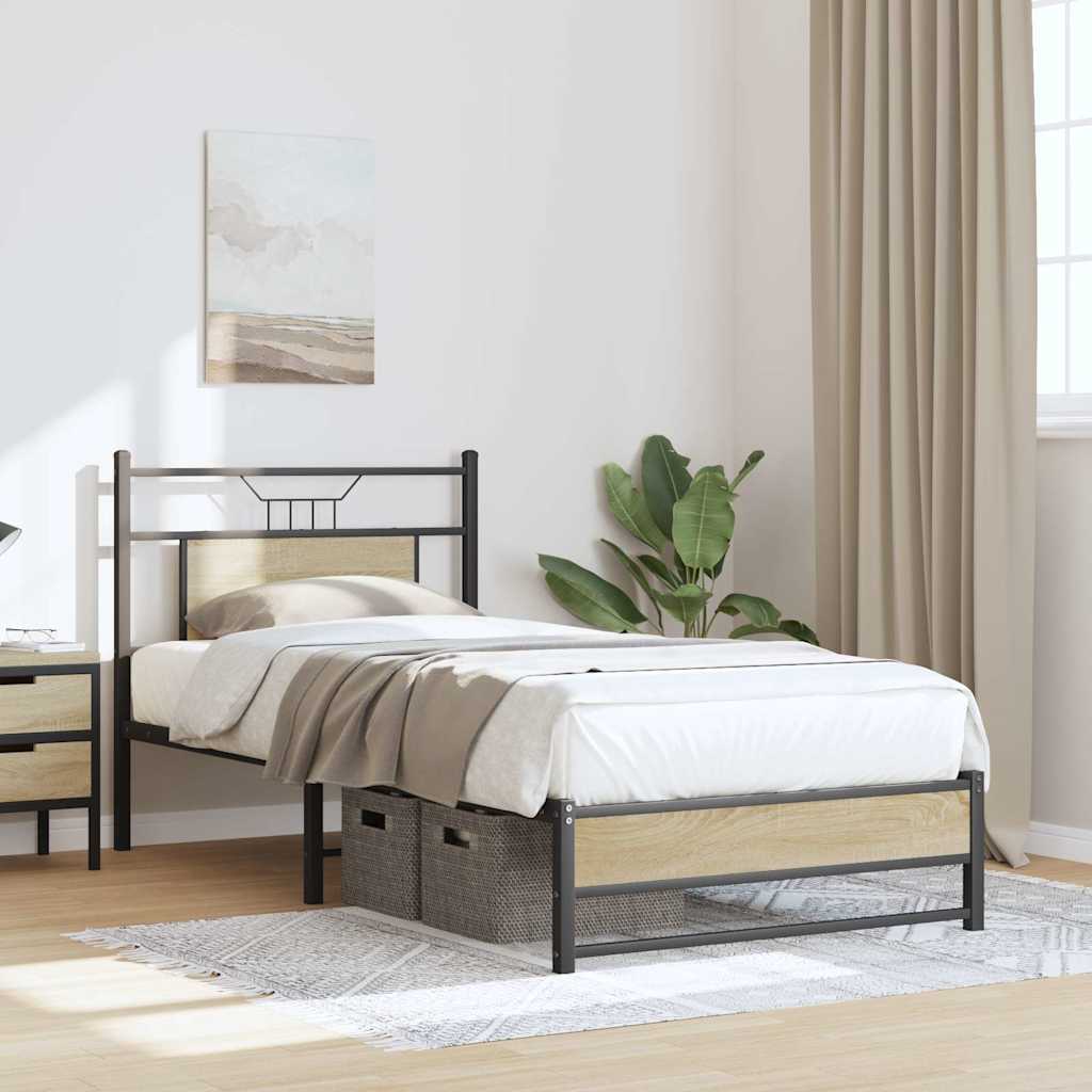 sengeramme 75x190 cm uden madras konstrueret træ sonoma-eg - Image 5