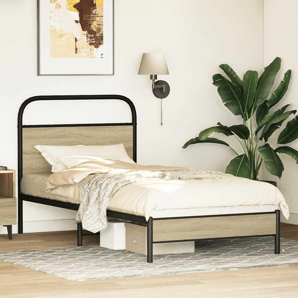 sengeramme 75x190 cm uden madras konstrueret træ sonoma-eg - Image 4