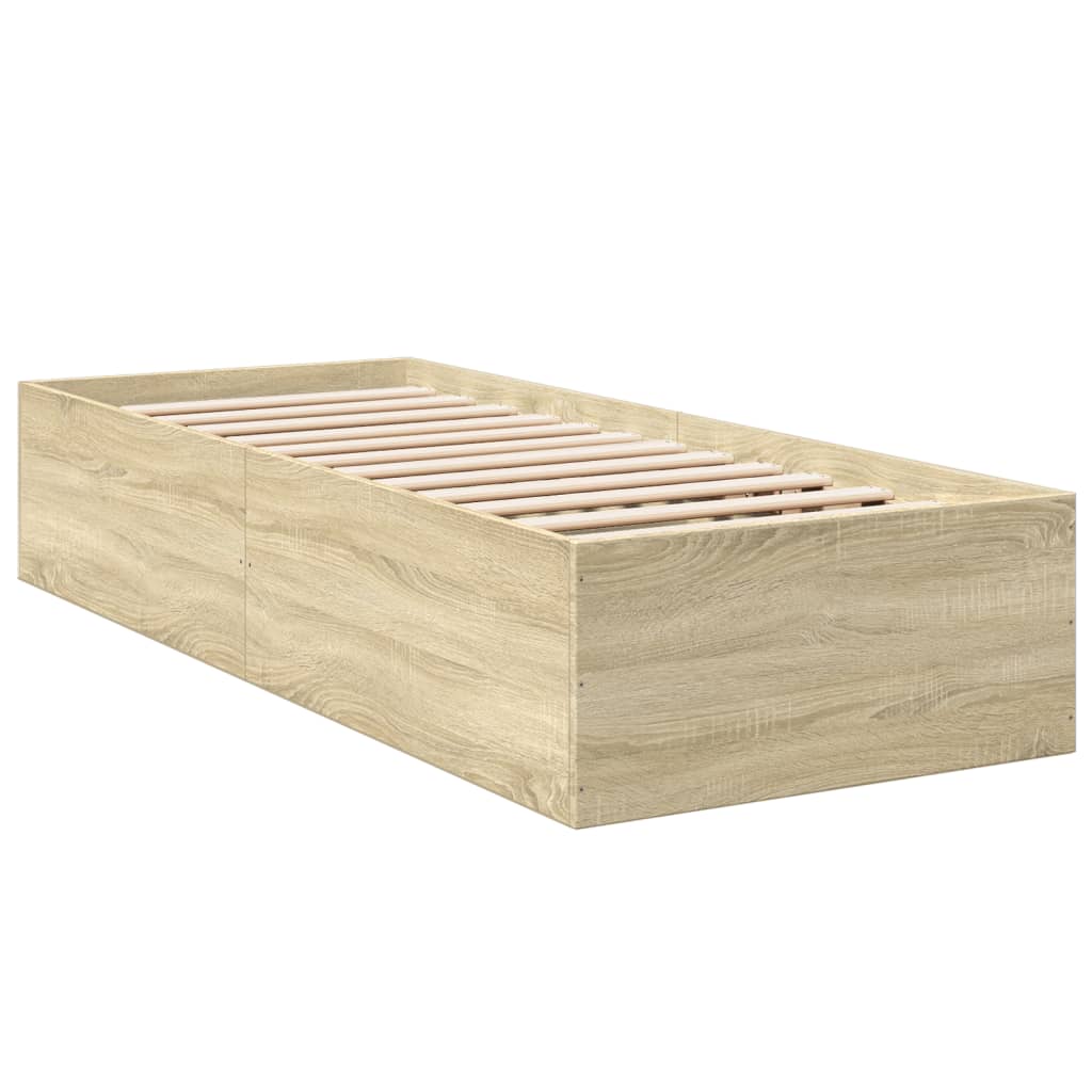 sengeramme 75x190 cm uden madras konstrueret træ sonoma-eg - Image 6