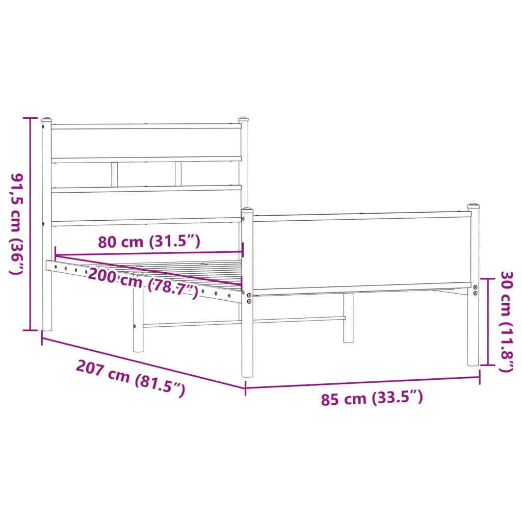sengeramme 80x200 cm uden madras konstrueret træ brunt eg - Image 8