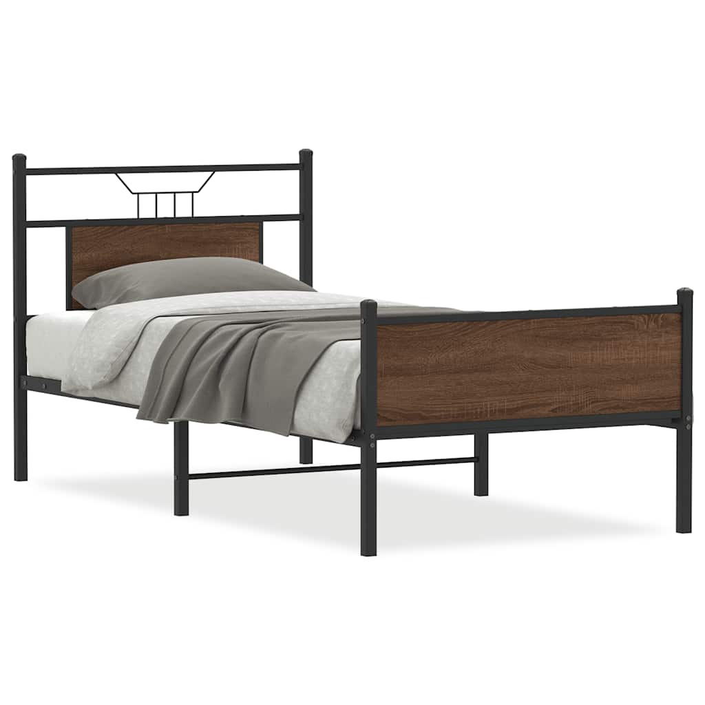 sengeramme 80x200 cm uden madras konstrueret træ brunt eg - Image 2