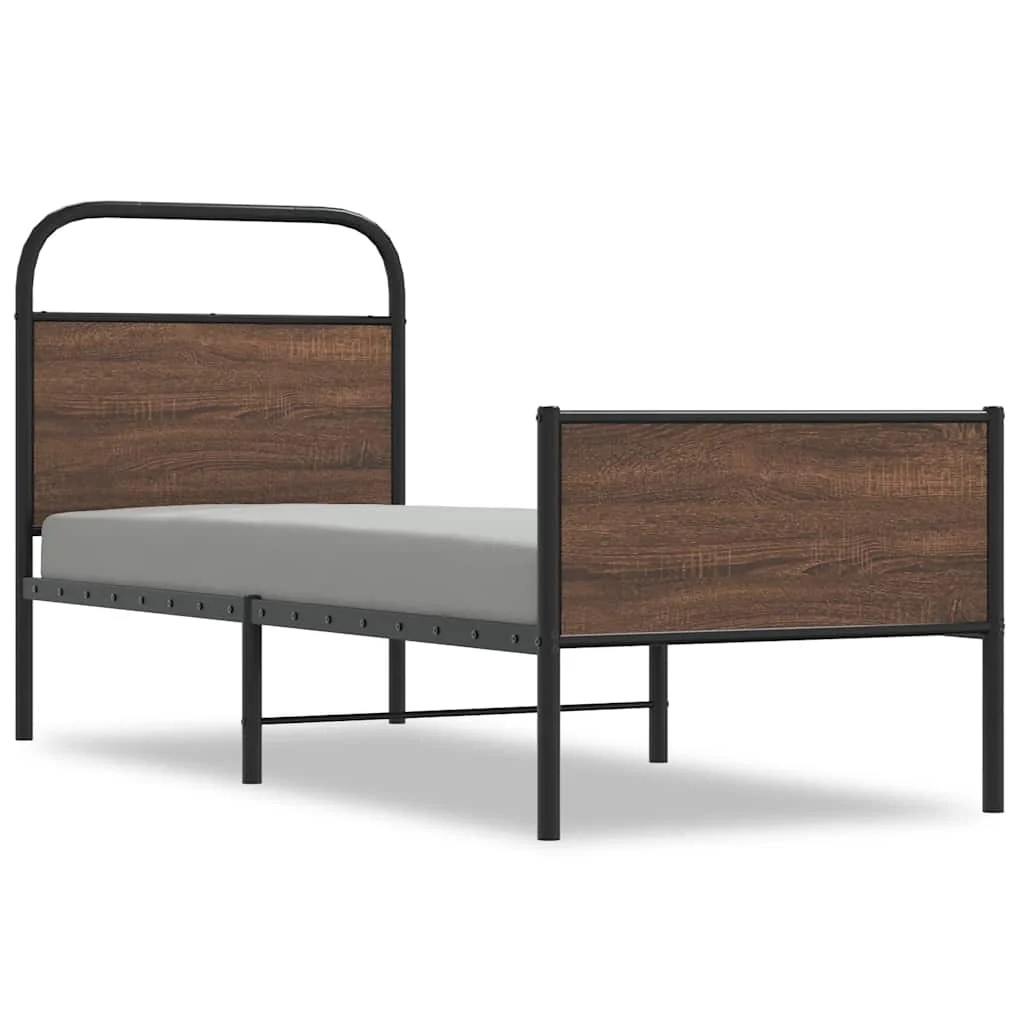 sengeramme 80x200 cm uden madras konstrueret træ brunt eg - Image 2