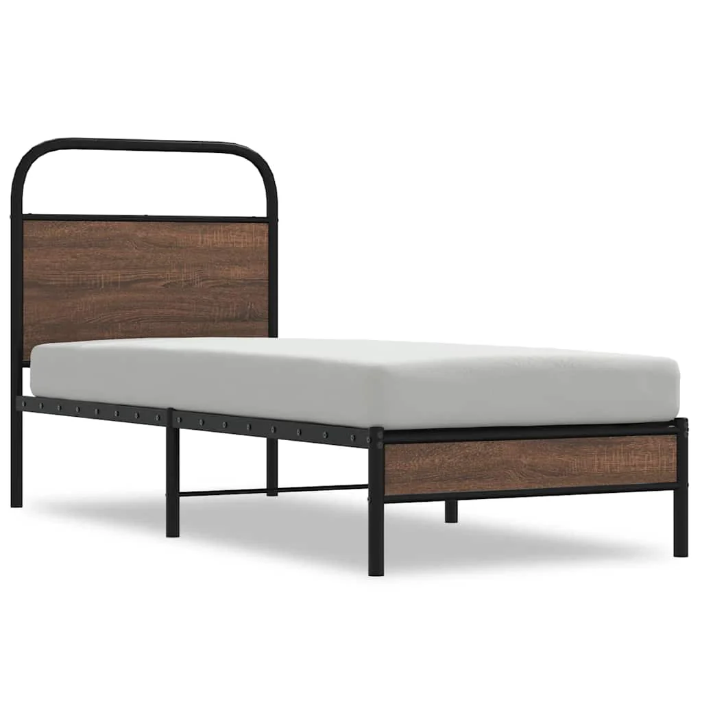 sengeramme 80x200 cm uden madras konstrueret træ brunt eg - Image 2