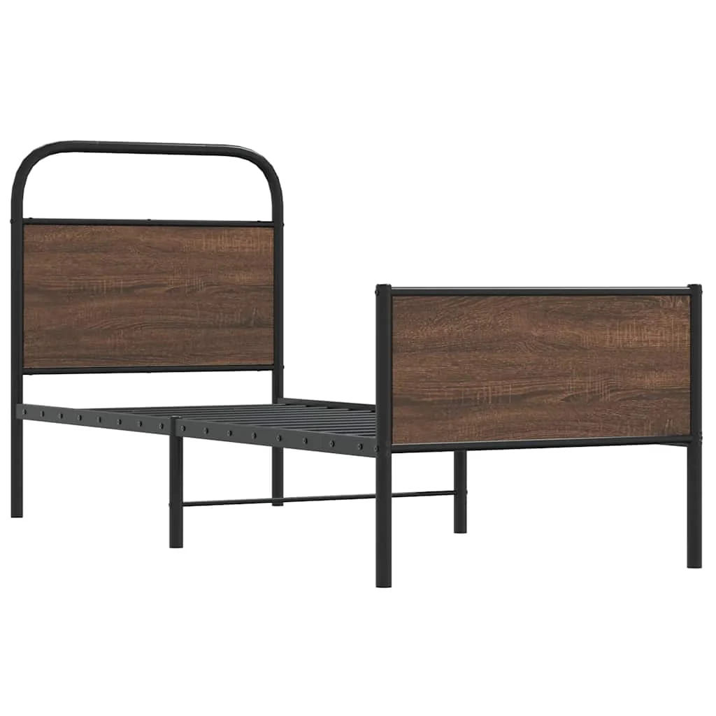 sengeramme 80x200 cm uden madras konstrueret træ brunt eg - Image 3