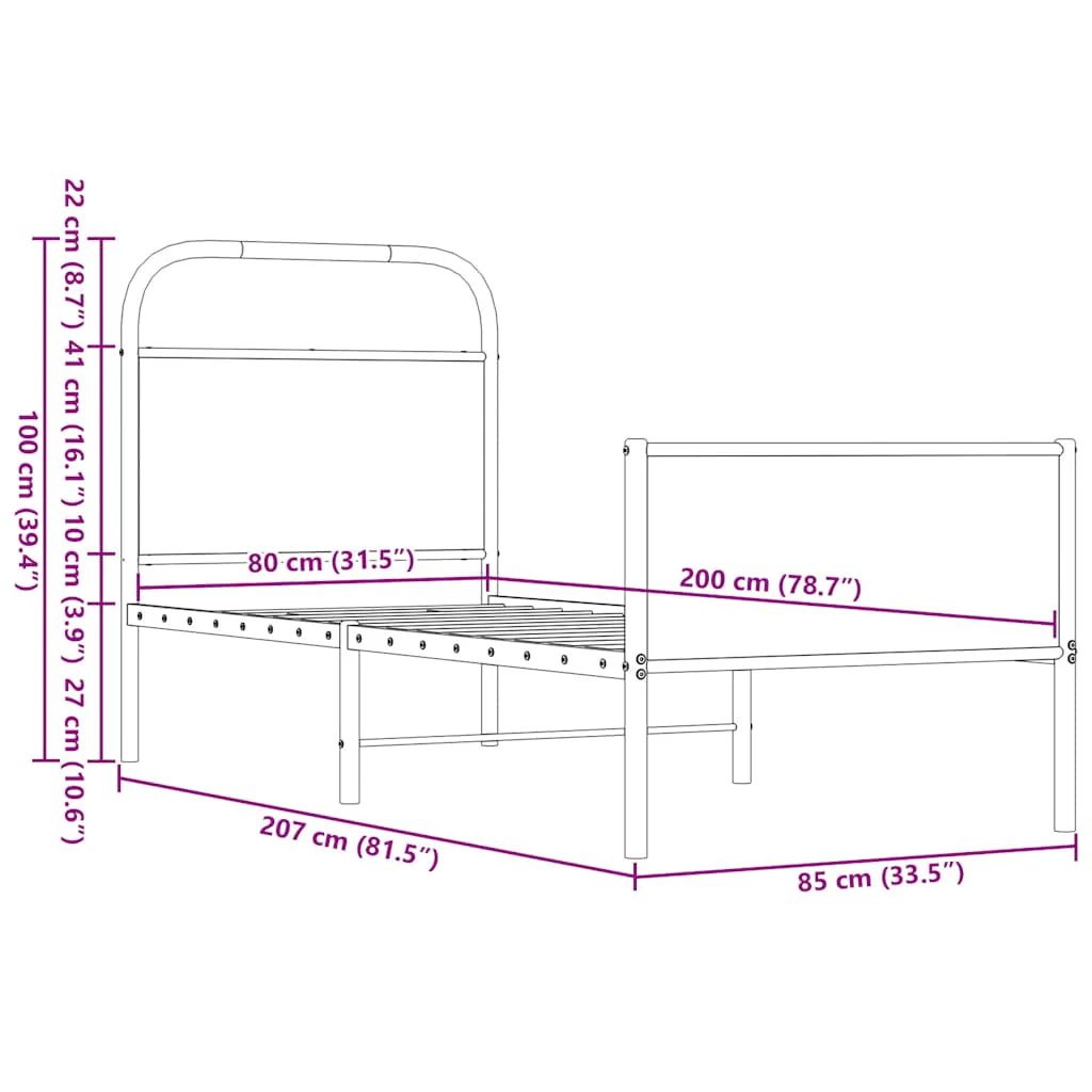 sengeramme 80x200 cm uden madras konstrueret træ brunt eg - Image 8