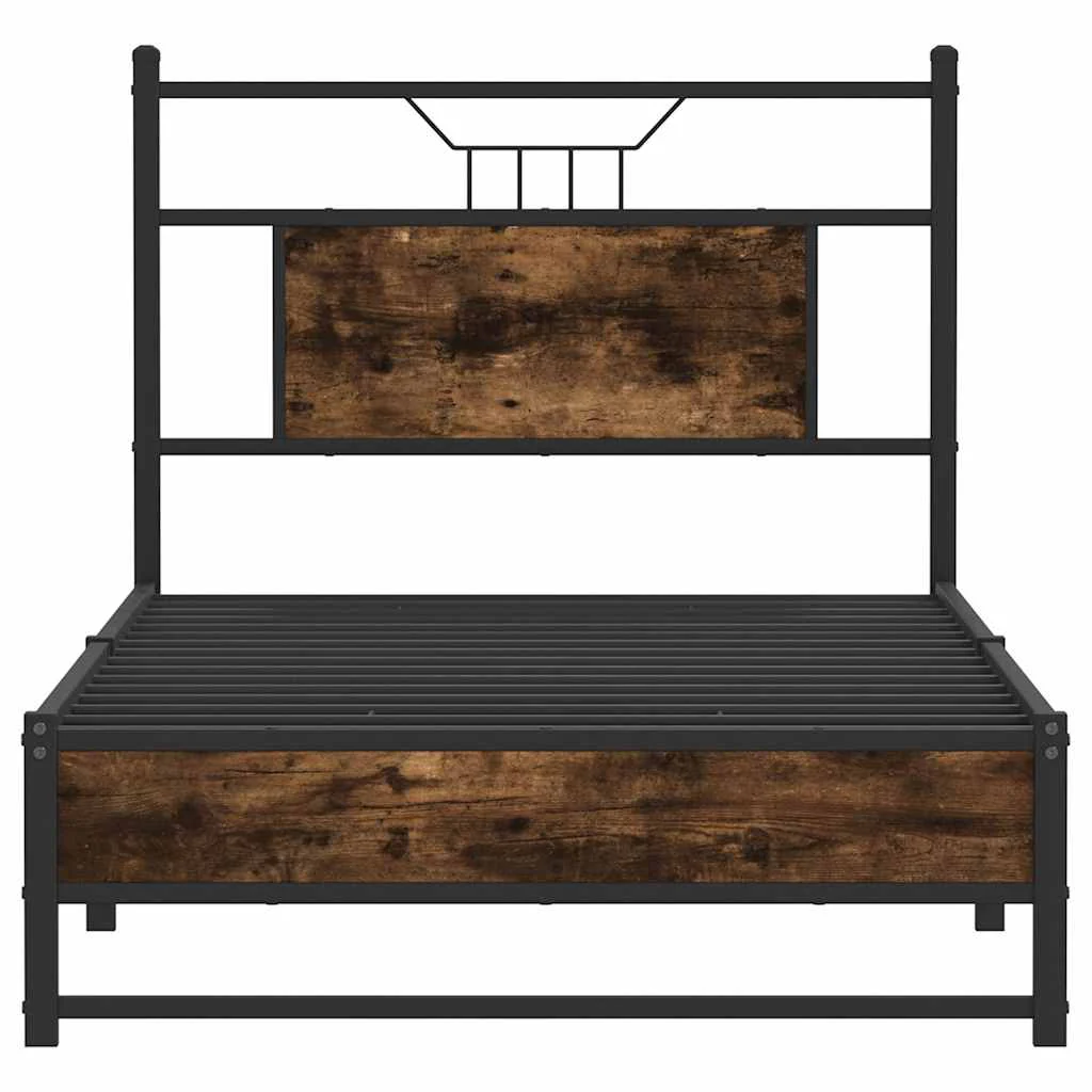 sengeramme 80x200 cm uden madras konstrueret træ røget eg - Image 6