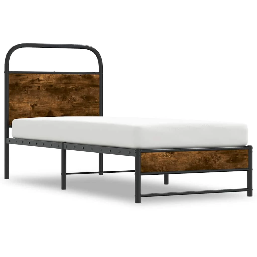 sengeramme 80x200 cm uden madras konstrueret træ røget eg - Image 3