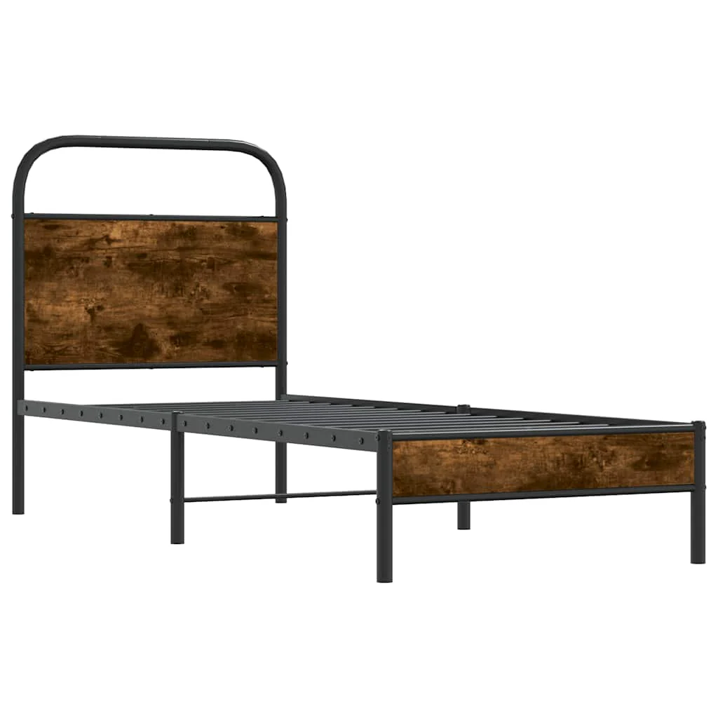 sengeramme 80x200 cm uden madras konstrueret træ røget eg - Image 4