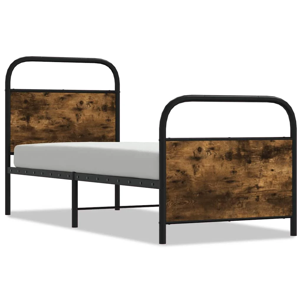 sengeramme 80x200 cm uden madras konstrueret træ røget eg - Image 2