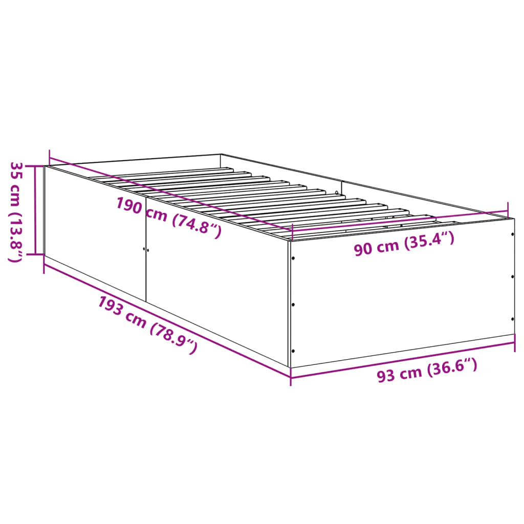 sengeramme 90x190 cm konstrueret træ hvid - Image 9