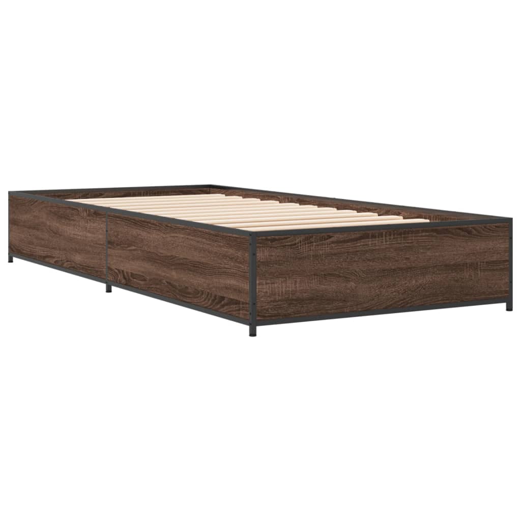 sengeramme 90x190 cm konstrueret træ og metal brun egetræsfarve - Image 6