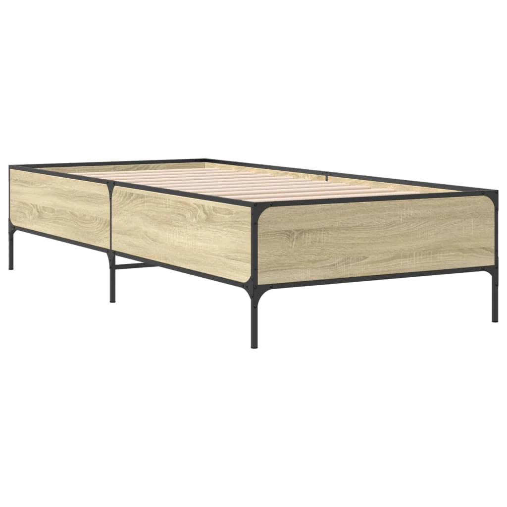 sengeramme 90x190 cm konstrueret træ og metal sonoma-eg - Image 3