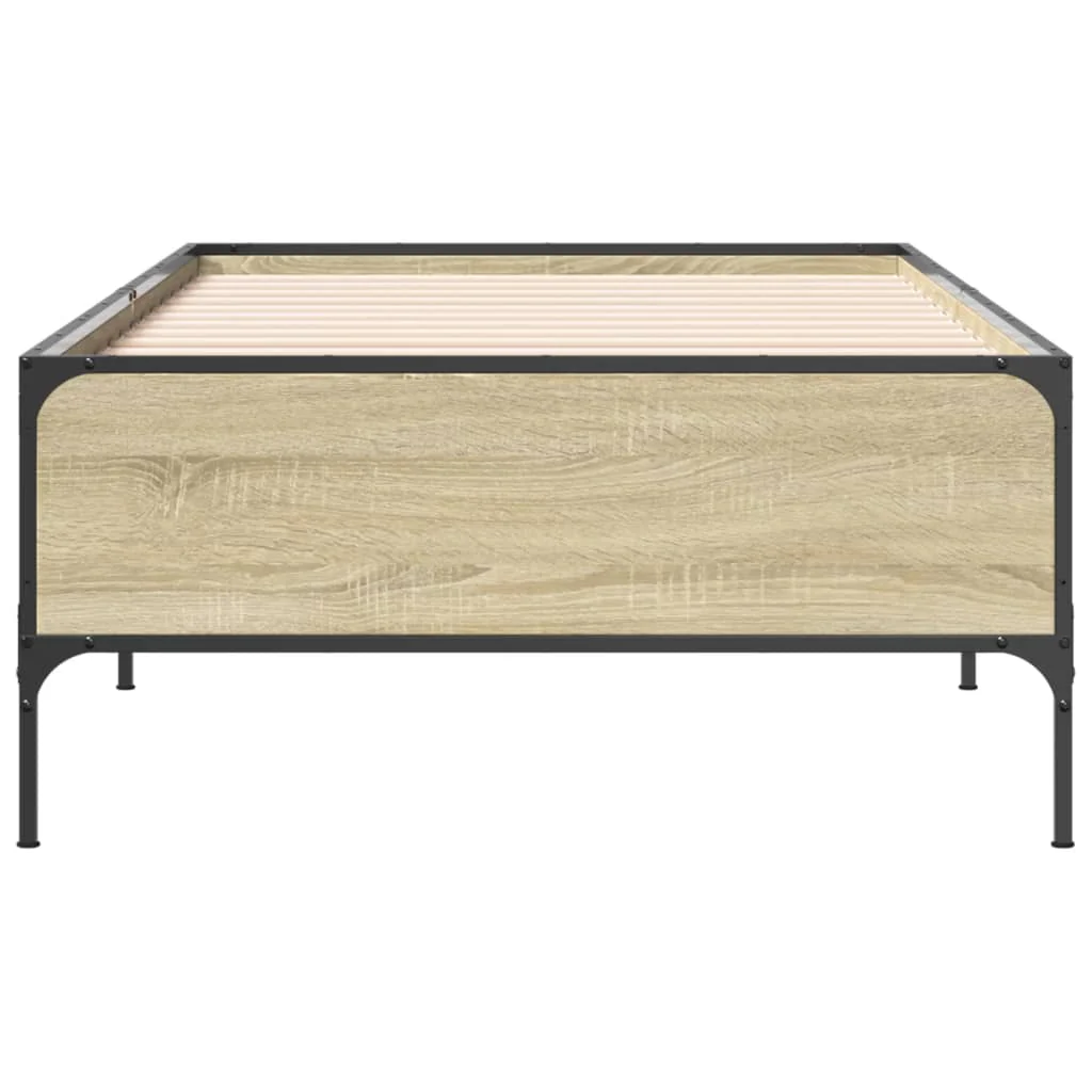 sengeramme 90x190 cm konstrueret træ og metal sonoma-eg - Image 4