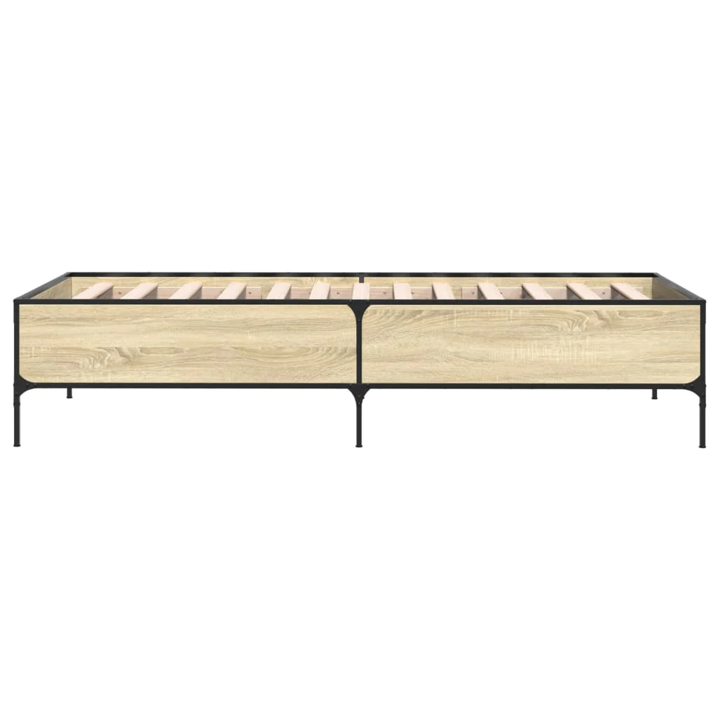 sengeramme 90x190 cm konstrueret træ og metal sonoma-eg - Image 5
