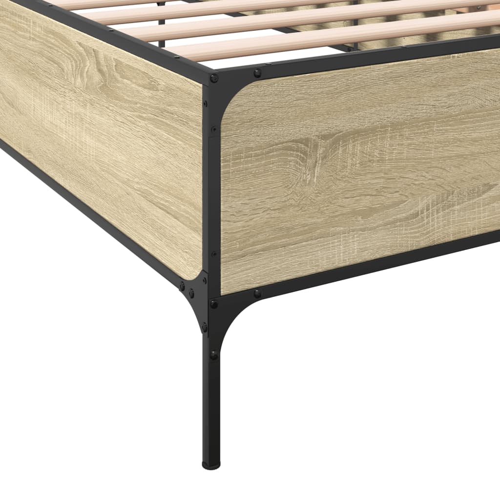 sengeramme 90x190 cm konstrueret træ og metal sonoma-eg - Image 7