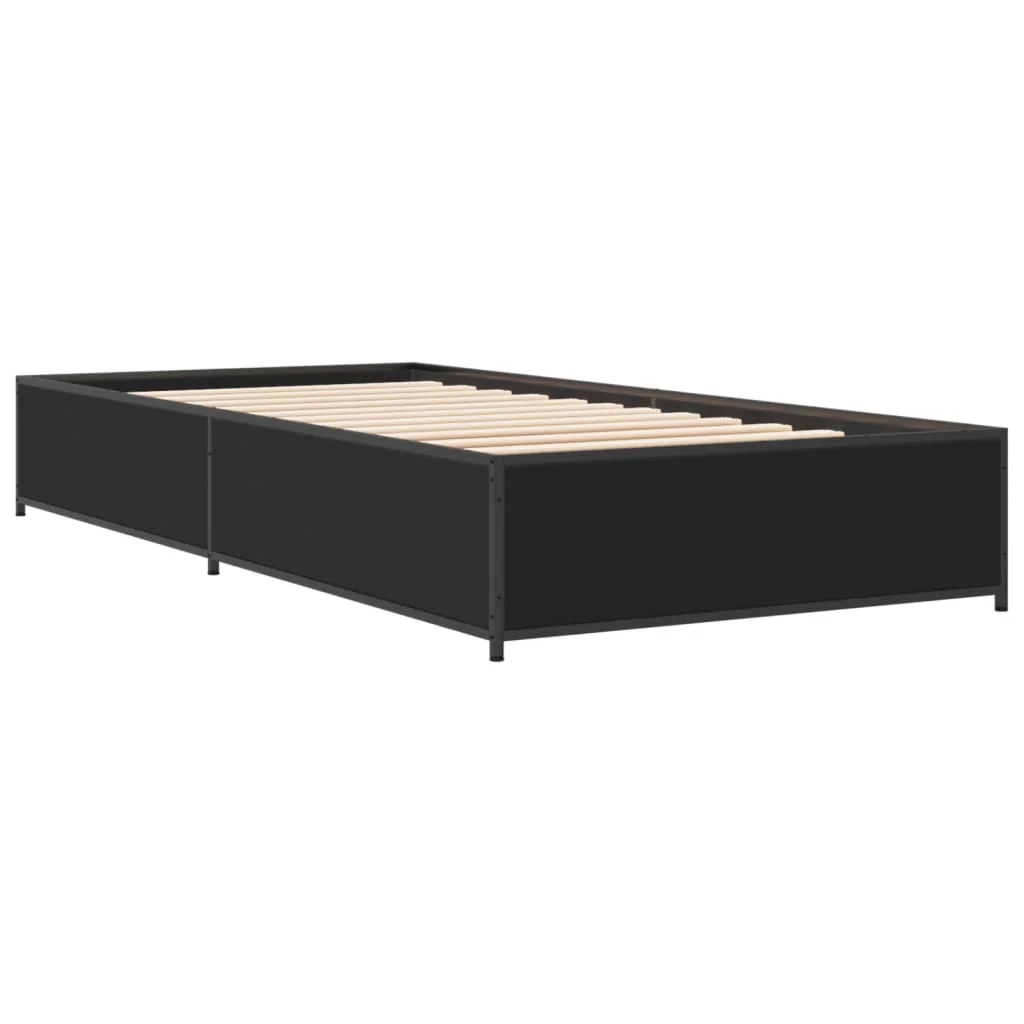 sengeramme 90x190 cm konstrueret træ og metal sort - Image 3
