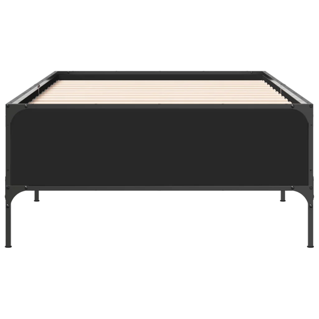 sengeramme 90x190 cm konstrueret træ og metal sort - Image 4