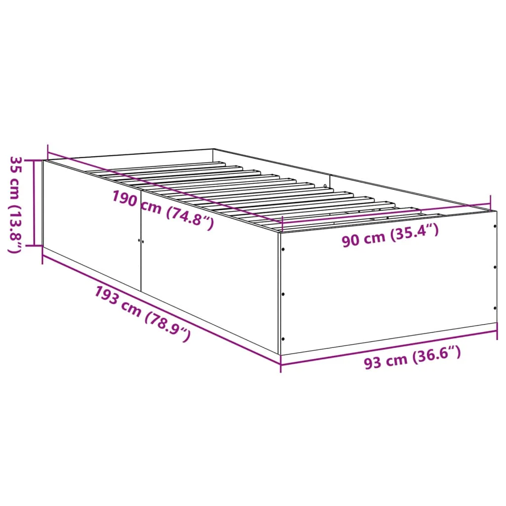 sengeramme 90x190 cm konstrueret træ sonoma-eg - Image 9