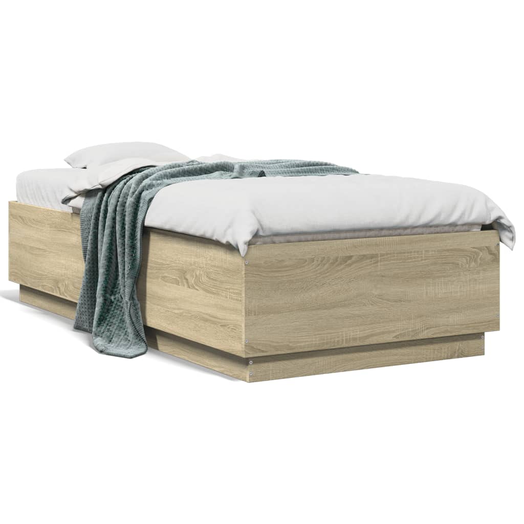 sengeramme 90x190 cm konstrueret træ sonoma-eg - Image 2