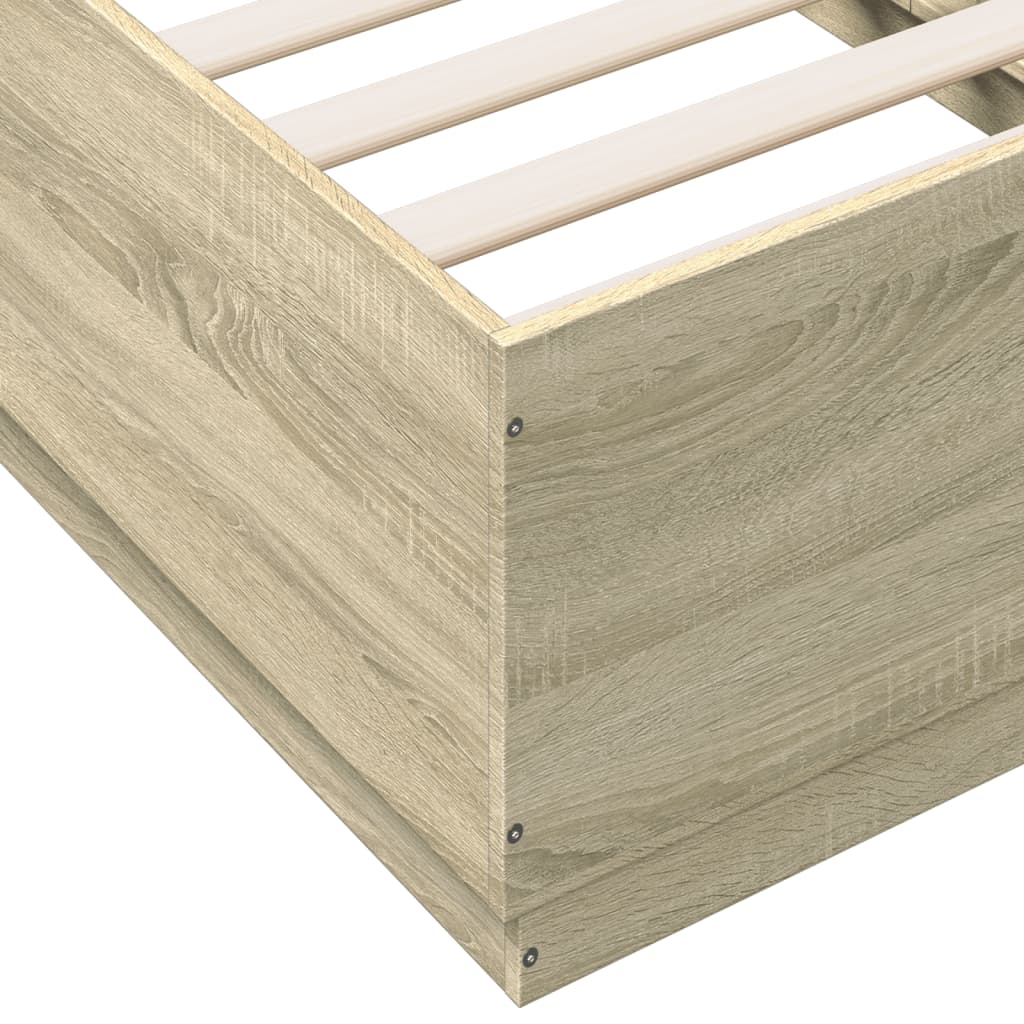 sengeramme 90x190 cm konstrueret træ sonoma-eg - Image 7