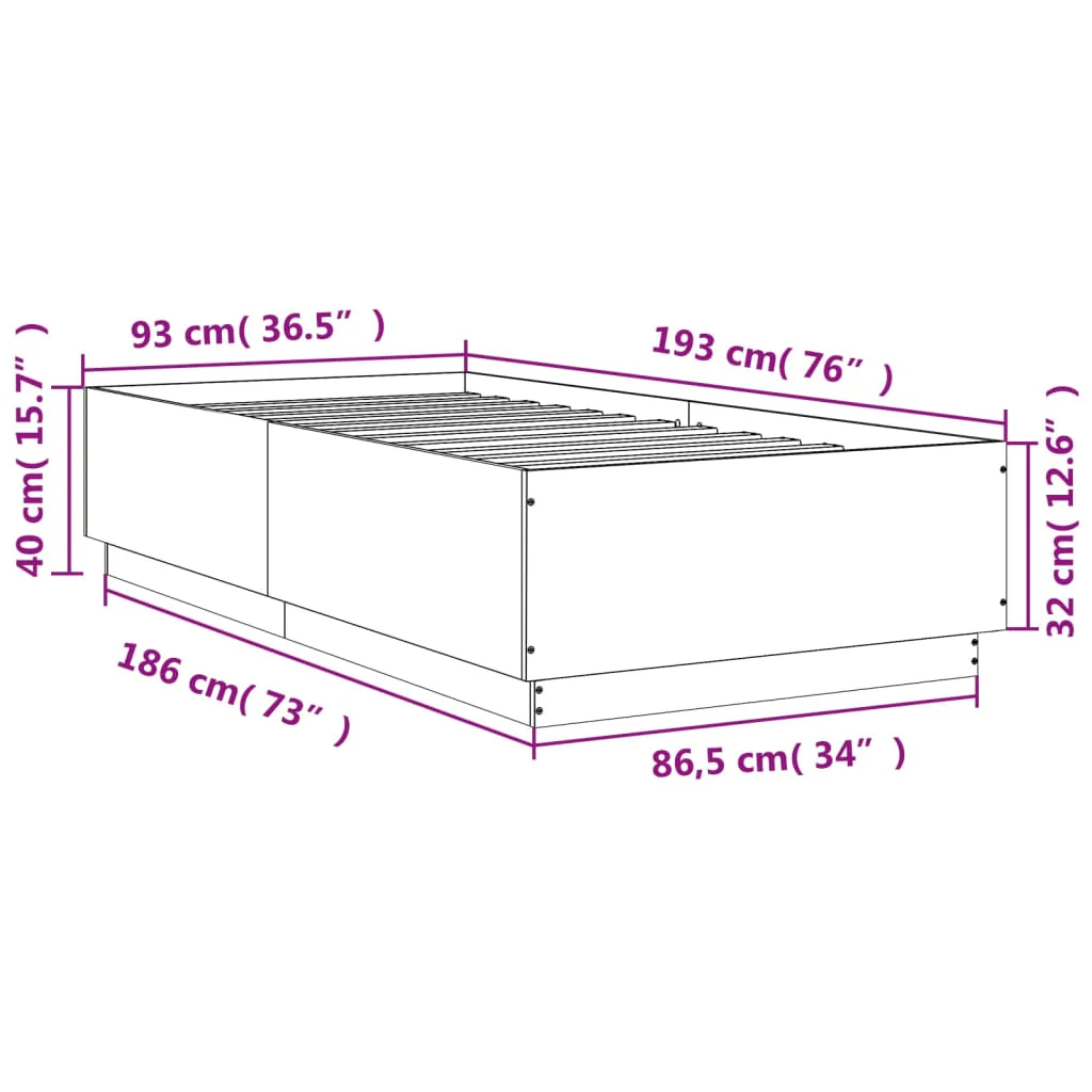 sengeramme 90x190 cm konstrueret træ sonoma-eg - Image 8