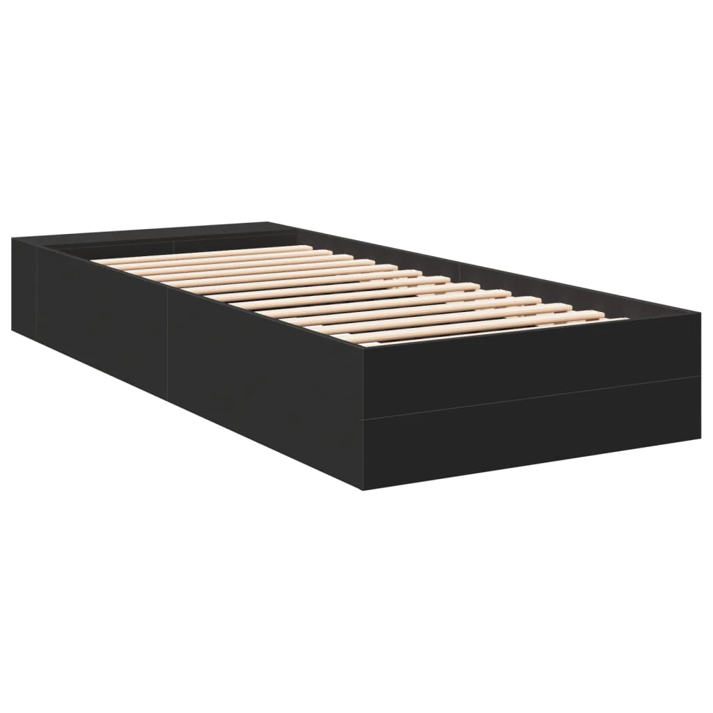 sengeramme 90x190 cm konstrueret træ sort - Image 6