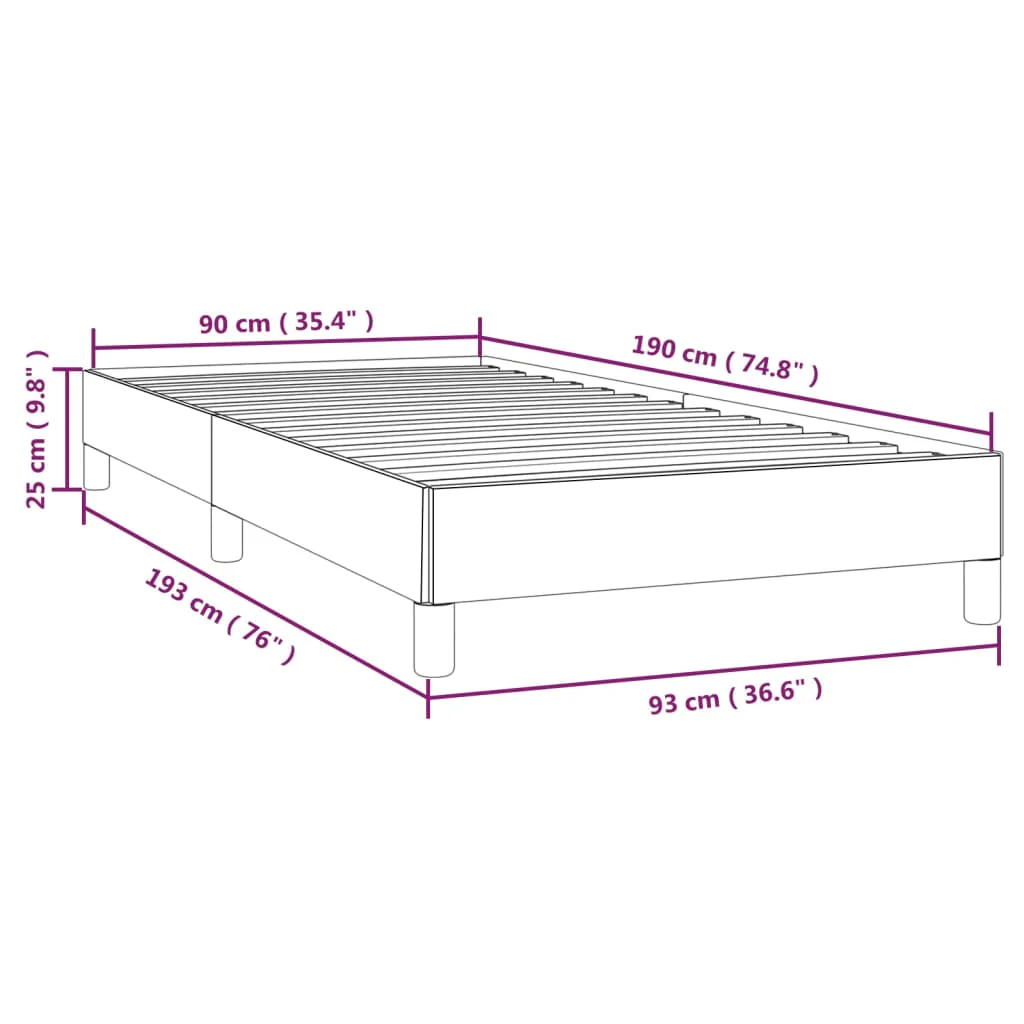sengeramme 90x190 cm kunstlæder grå - Image 8