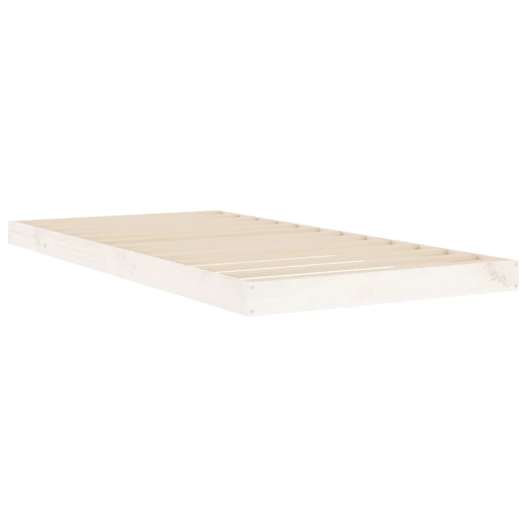 sengeramme 90x190 cm massivt fyrretræ hvid - Image 4