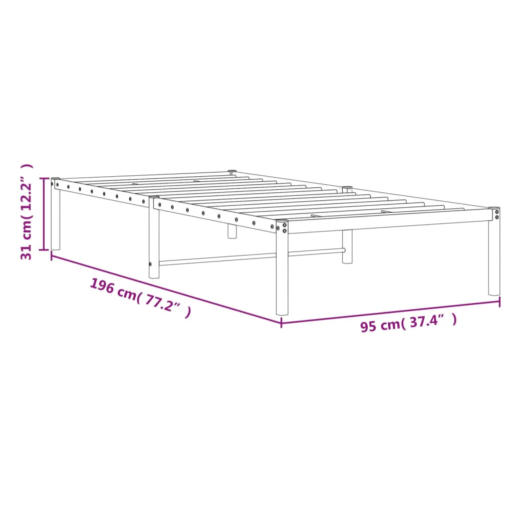 sengeramme 90x190 cm metal sort - Image 8