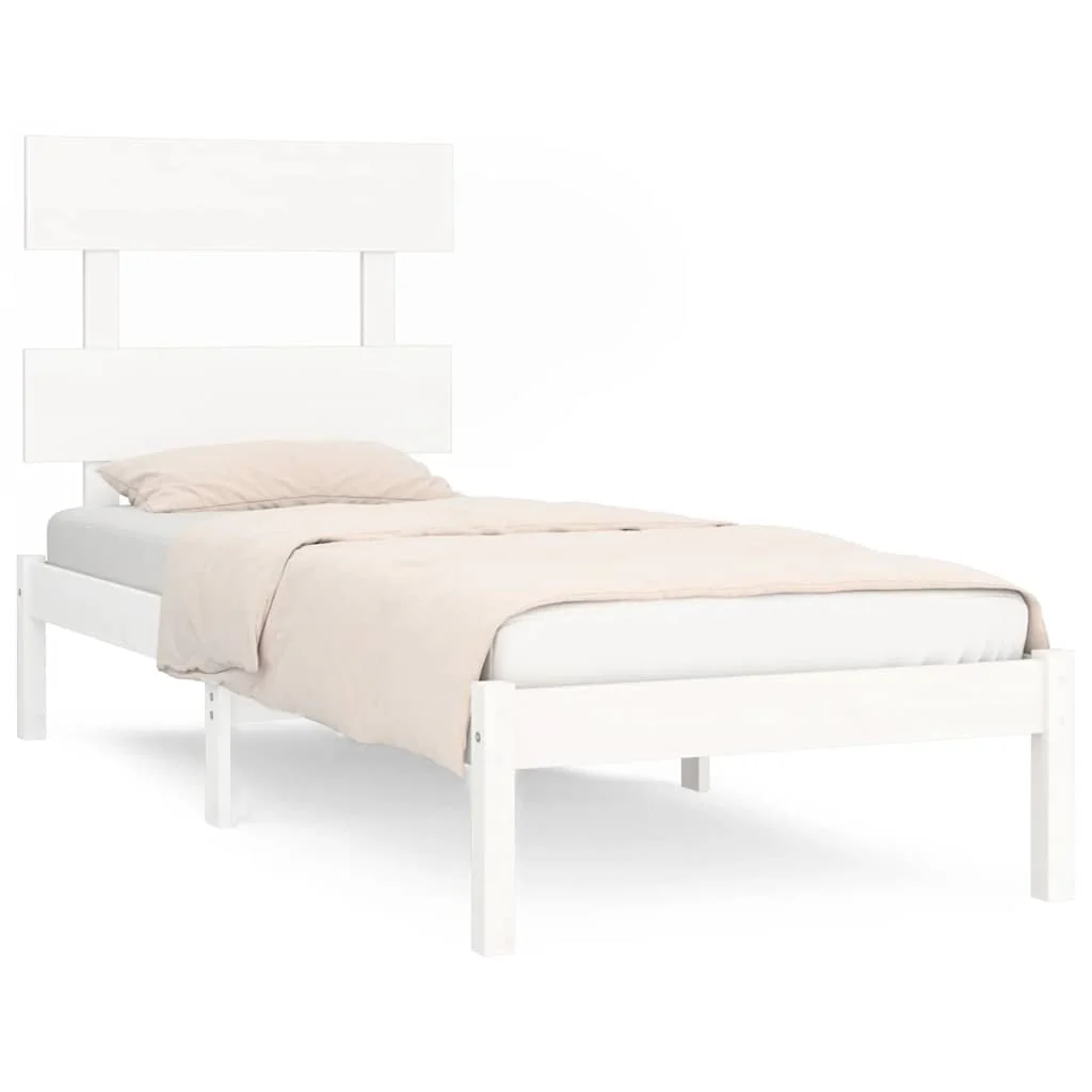 sengeramme 90x190 cm Single massivt træ hvid - Image 2