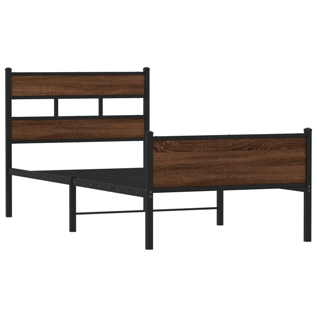 sengeramme 90x190 cm uden madras konstrueret træ brunt eg - Image 3