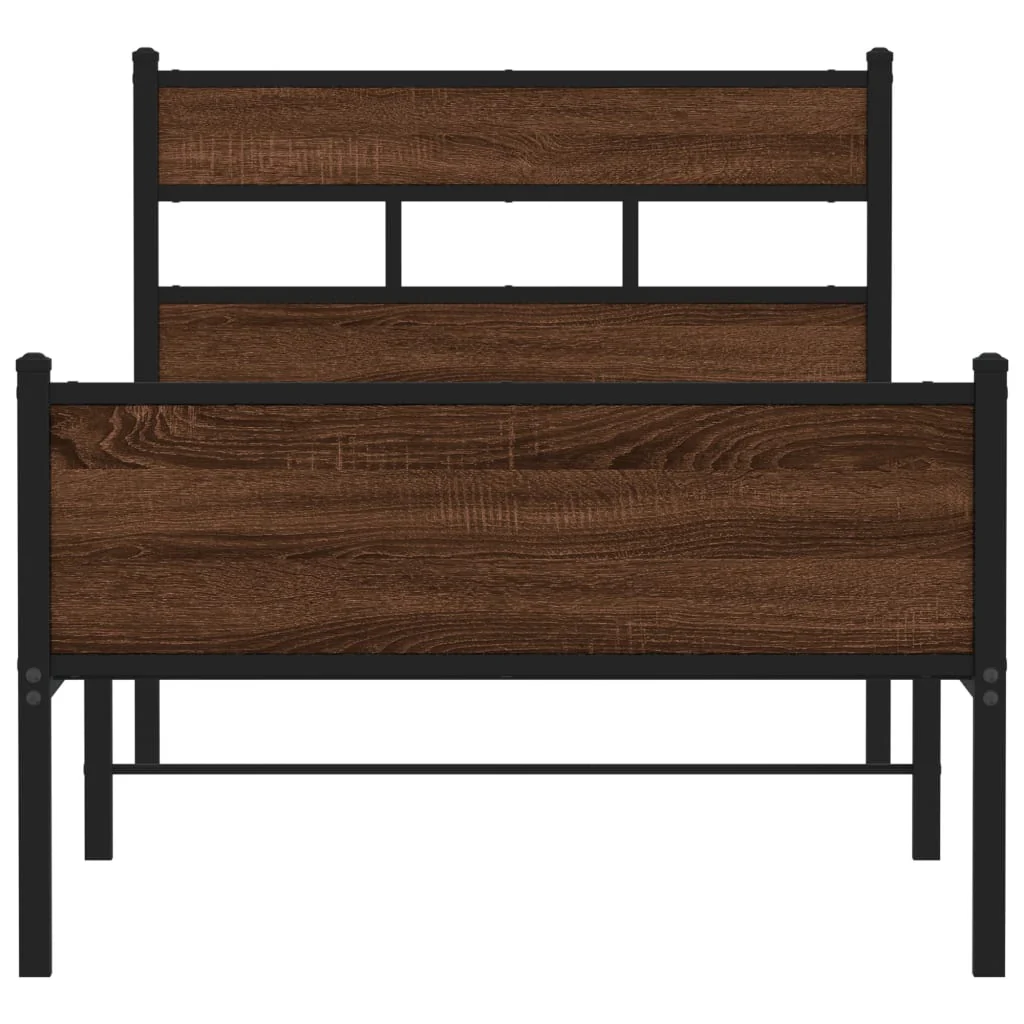 sengeramme 90x190 cm uden madras konstrueret træ brunt eg - Image 4