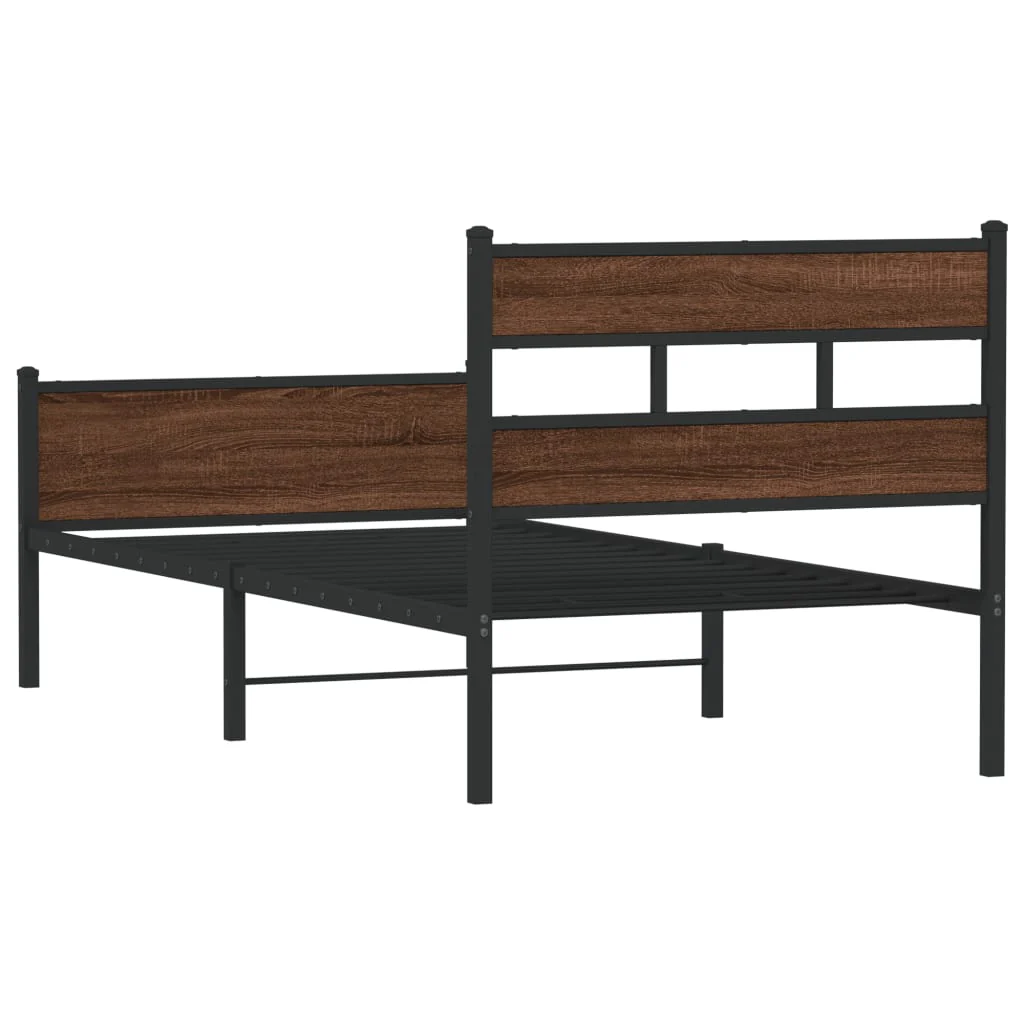 sengeramme 90x190 cm uden madras konstrueret træ brunt eg - Image 6