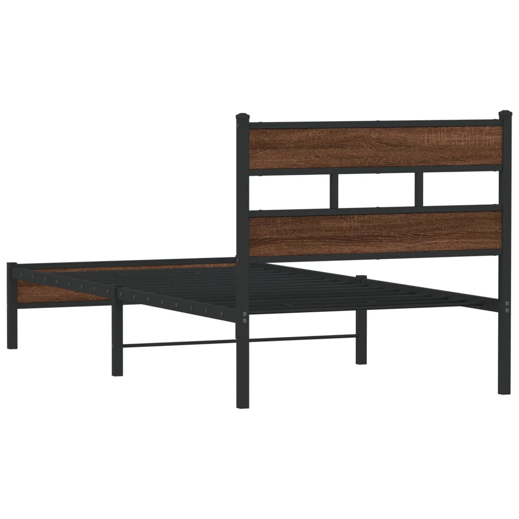 sengeramme 90x190 cm uden madras konstrueret træ brunt eg - Image 6