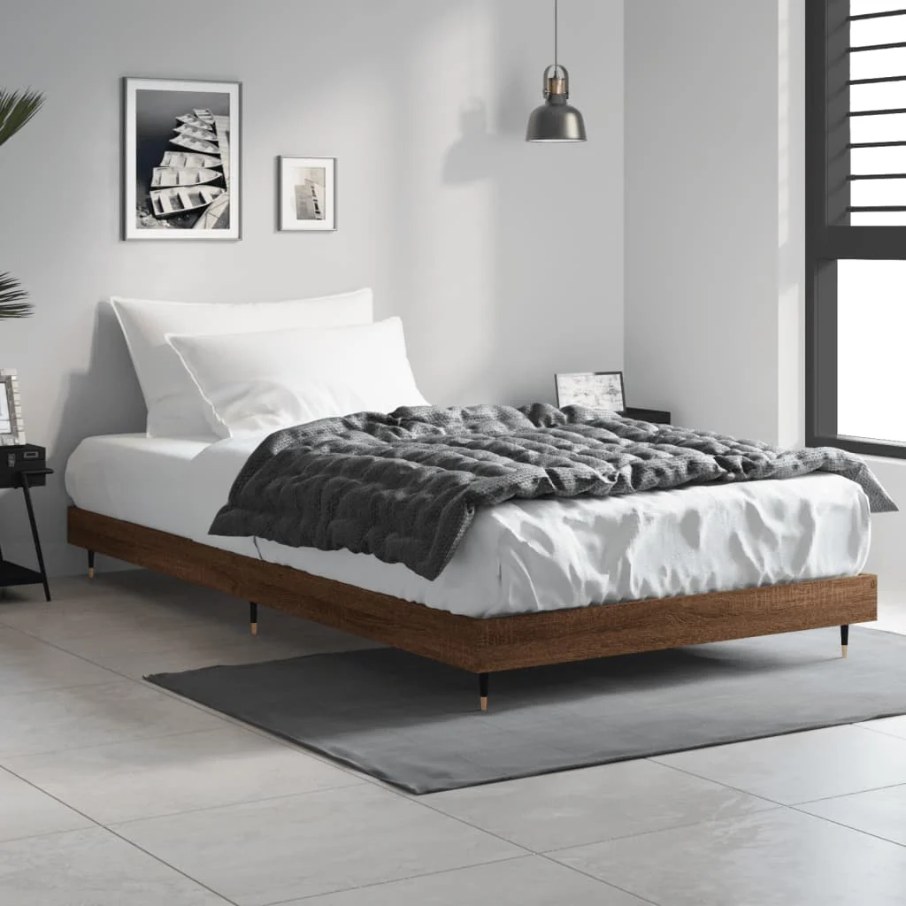sengeramme 90x190 cm uden madras konstrueret træ brunt eg - Image 3